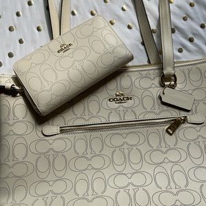 Cream Coach Handbag